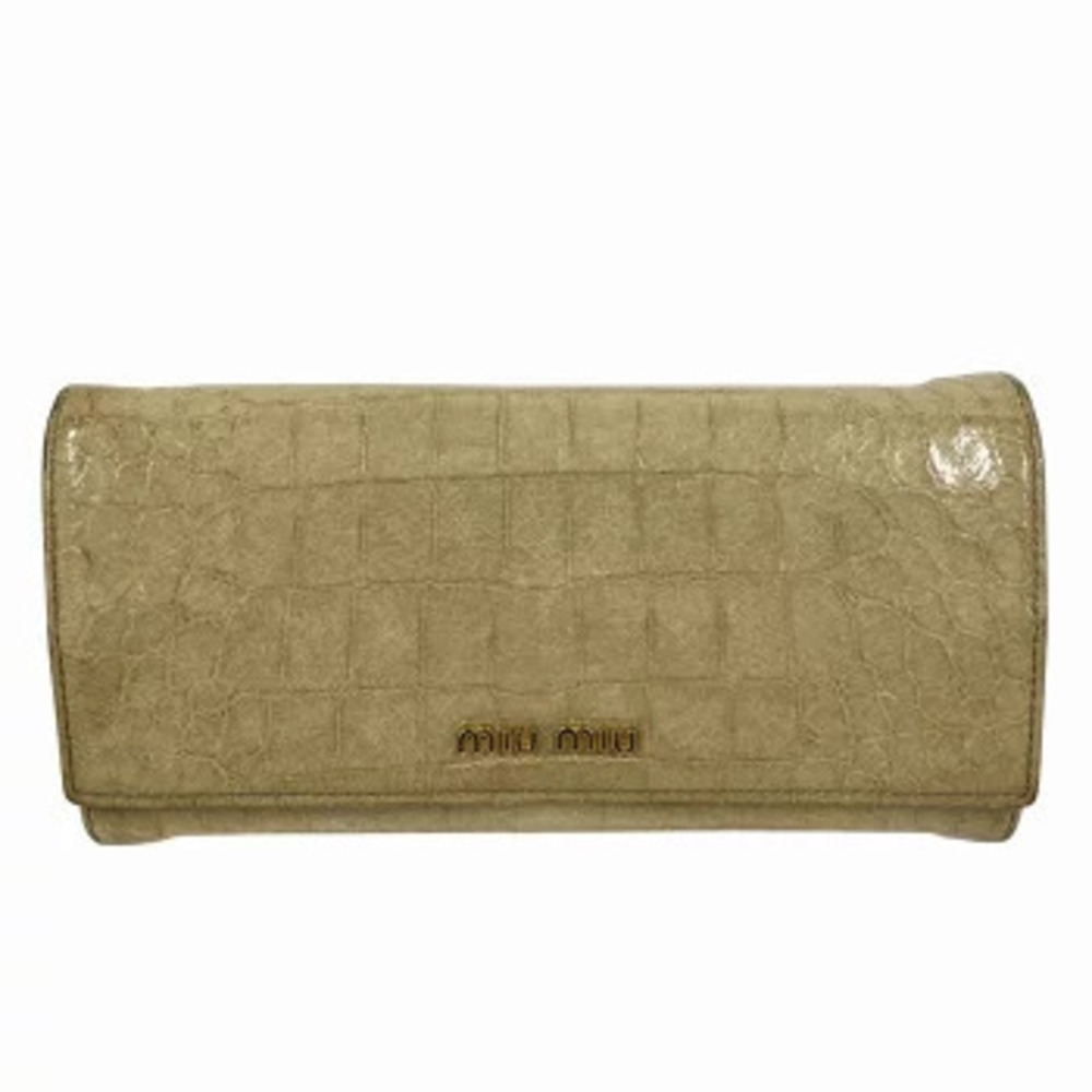 Miu Miu Crocodile Leather Tri fold Long Wallet